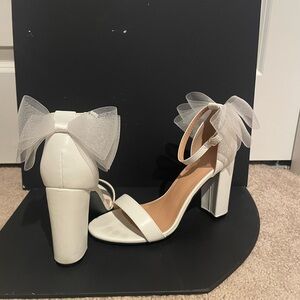White Heels with Bow Detail for Brides And Special Events
